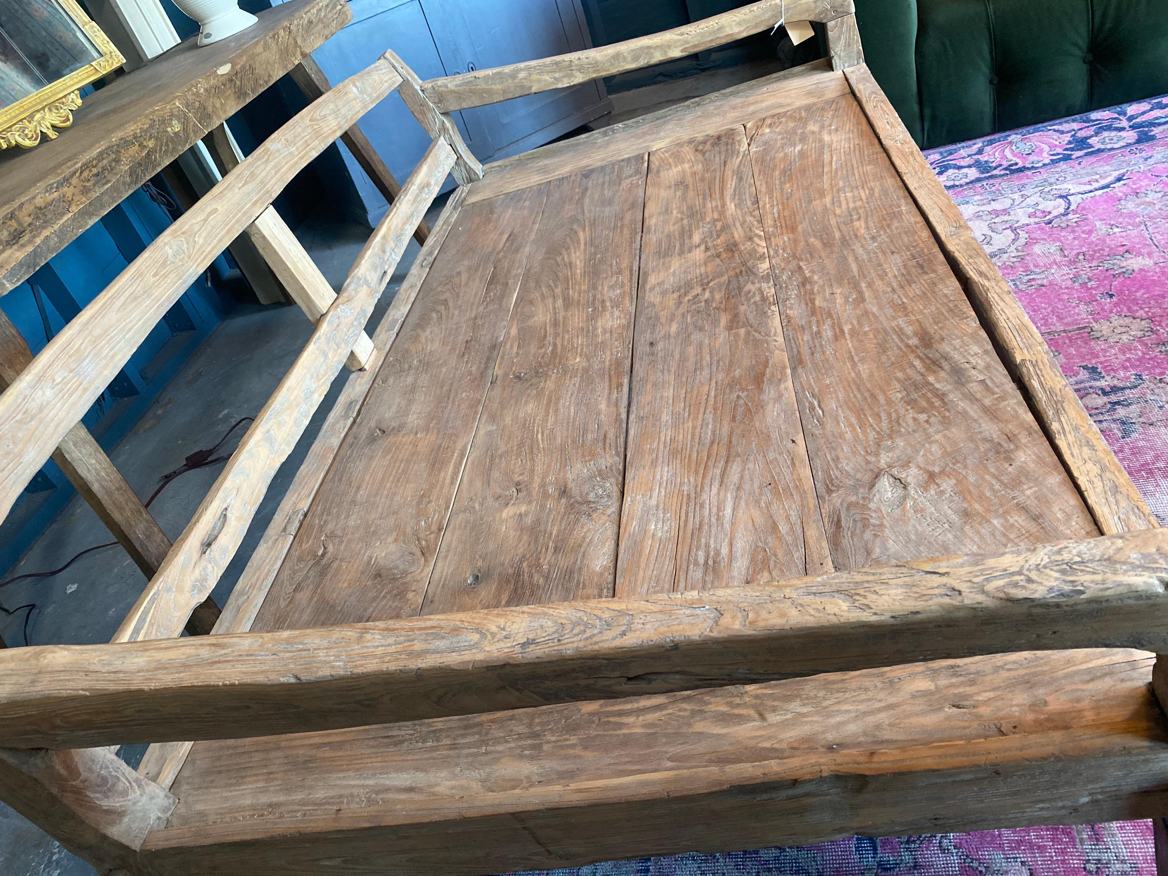 British Colonial Rustic Wood Daybed