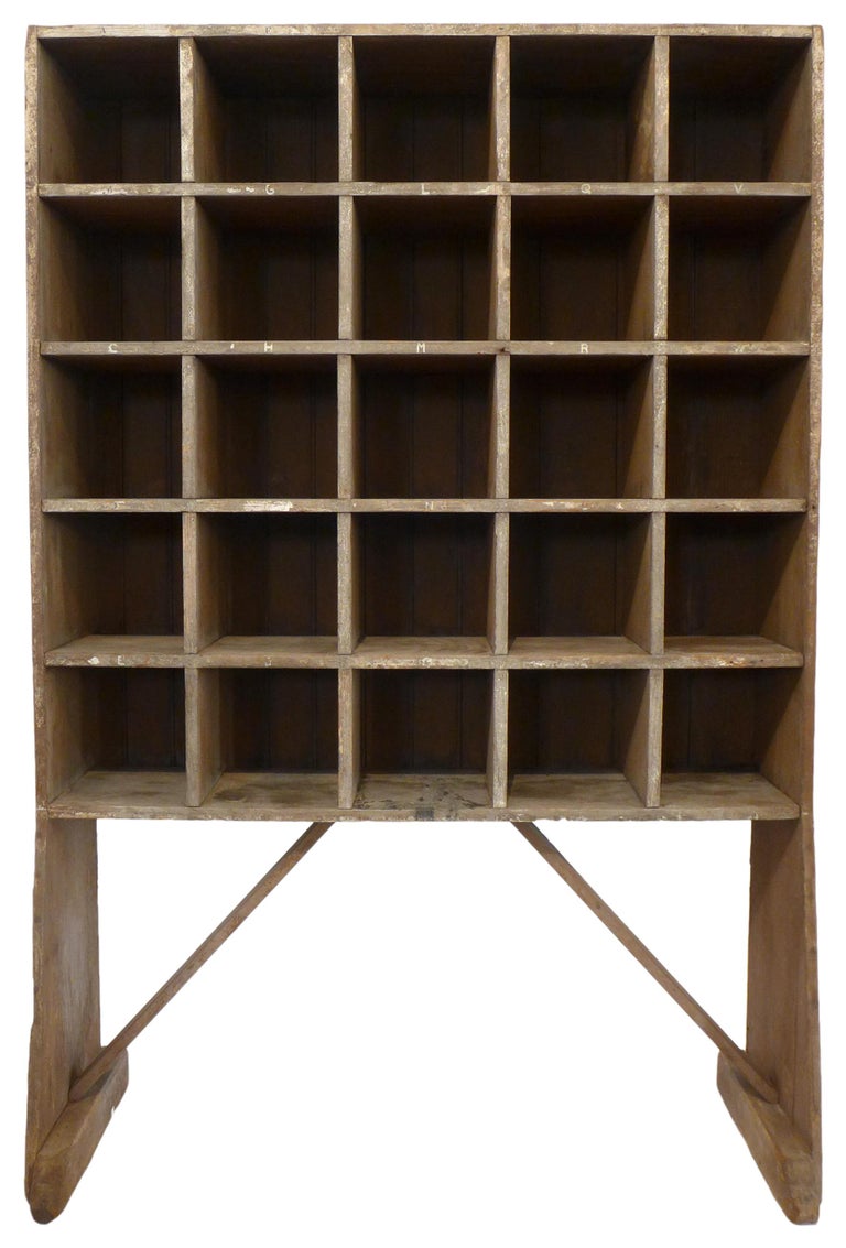 North American Rustic Wood Open Cubby Storage Unit For Sale