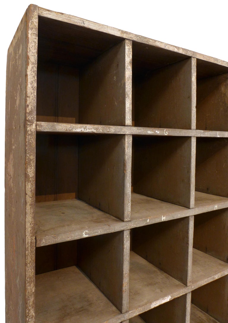 Hand-Crafted Rustic Wood Open Cubby Storage Unit For Sale