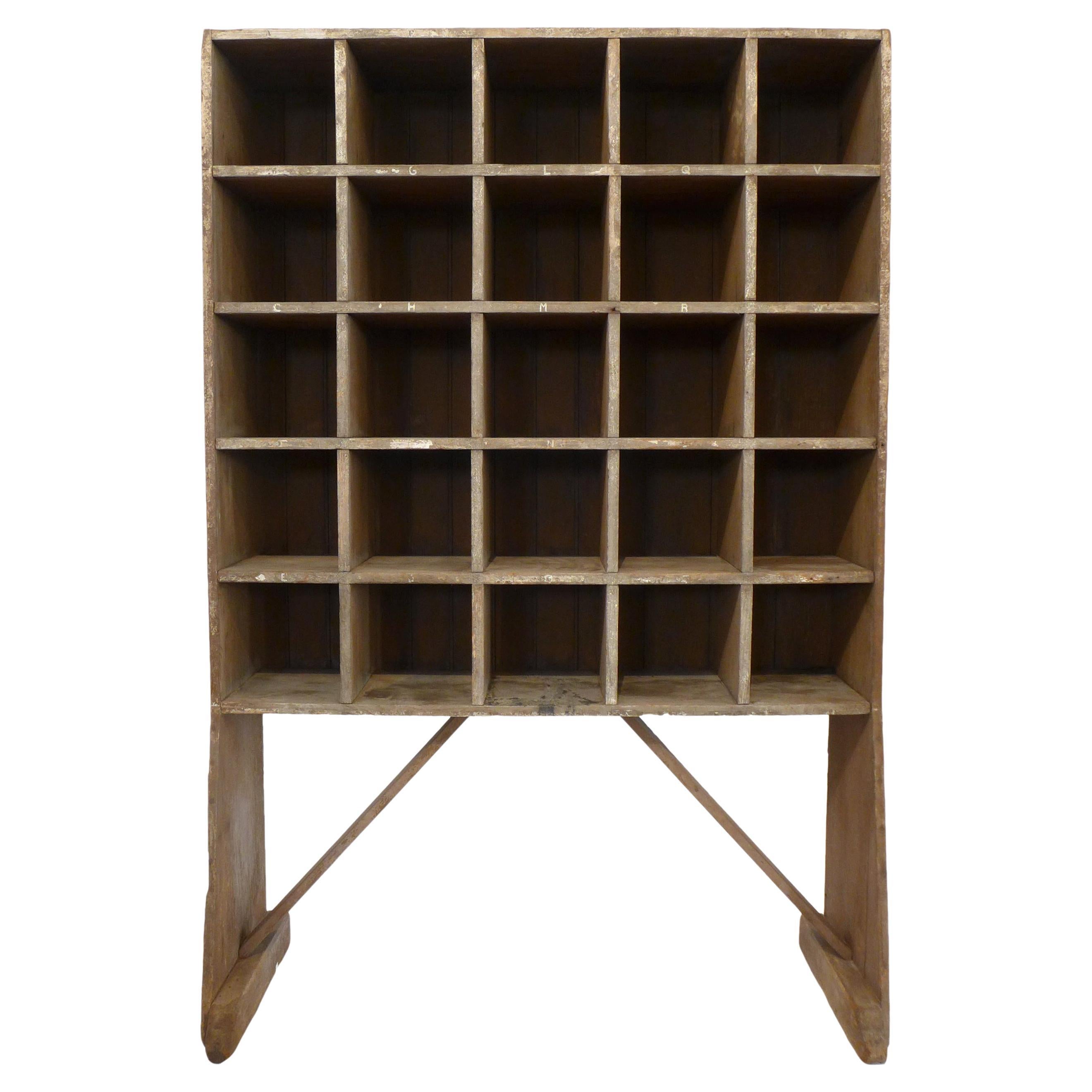 Rustic Wood Open Cubby Storage Unit For Sale