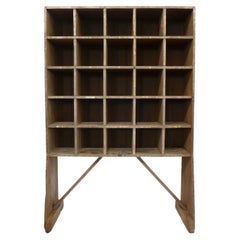Used Rustic Wood Open Cubby Storage Unit