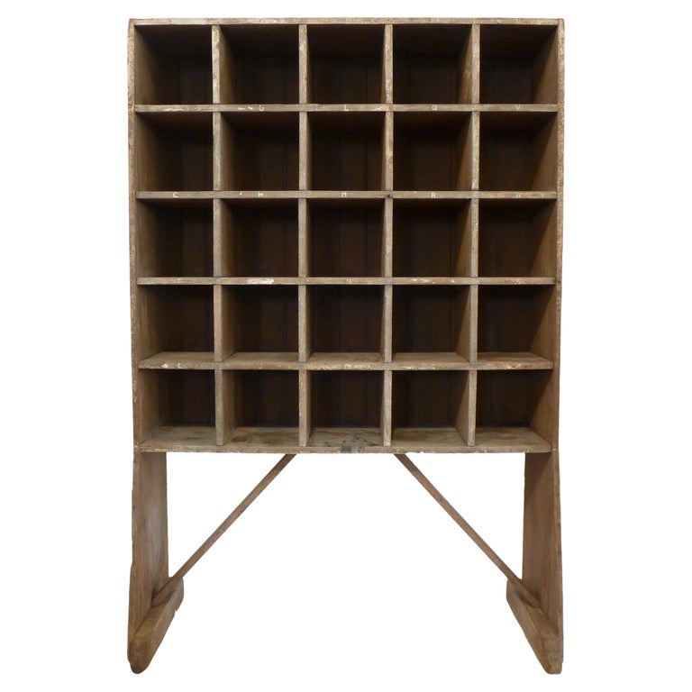 Rustic Wood Open Cubby Storage Unit For Sale