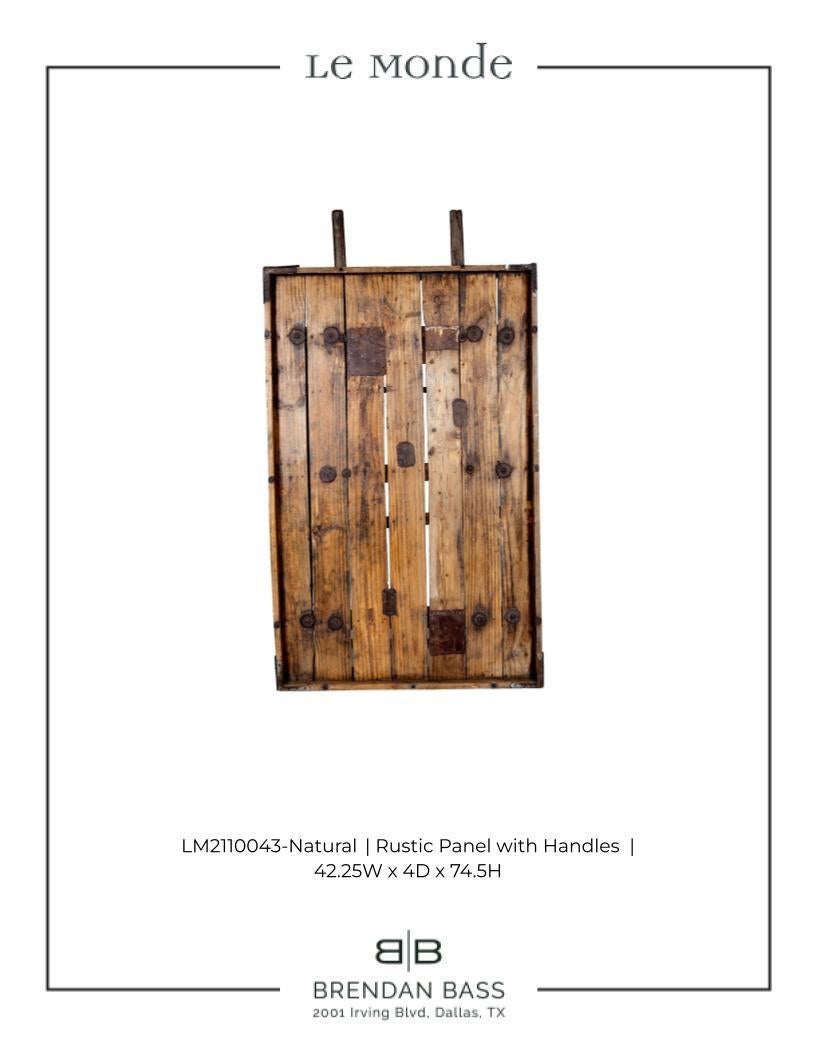 Rustic Wood Panel with Handles In Good Condition For Sale In Dallas, TX