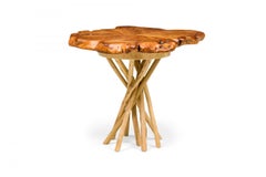 Tavolino rotondo in Wood rustico con piano organico e base Branch