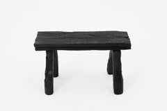 Rustic Wood Stool, Reclaimed Wood, Oak, Black, Charred, Handmade, Logniture