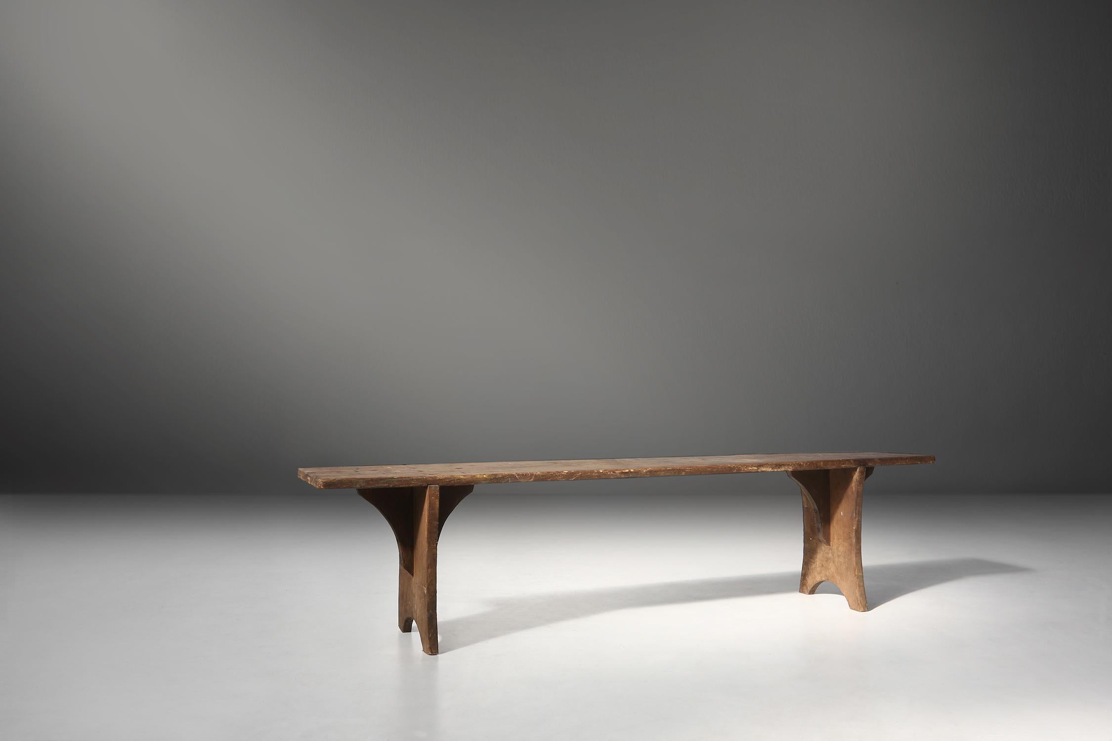 French Rustic wooden bench 1890