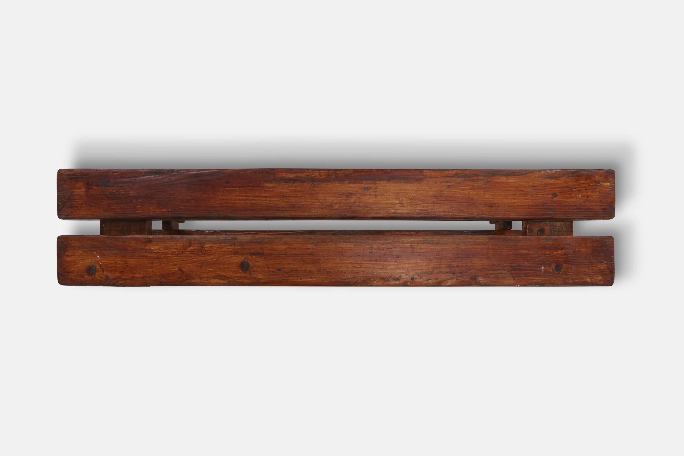 Belgian Rustic Wooden Bench 1920's