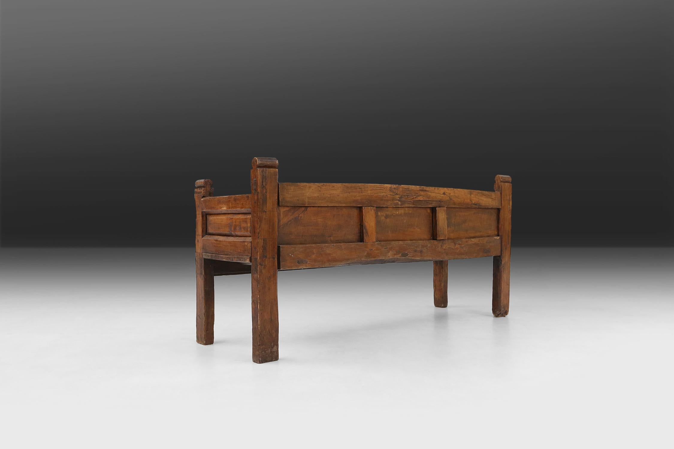 Rustic wooden bench 19th century 4
