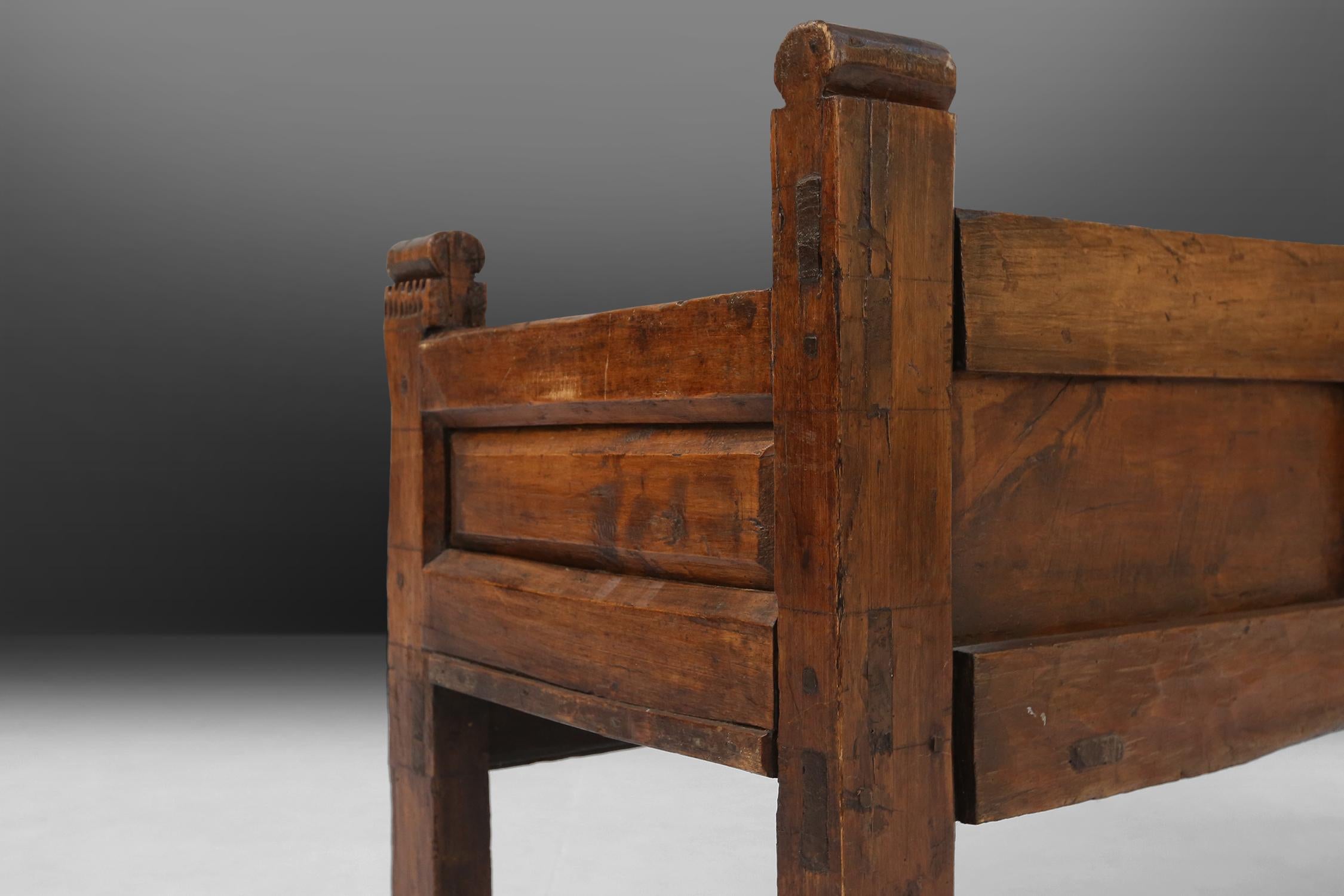 Rustic wooden bench 19th century 5