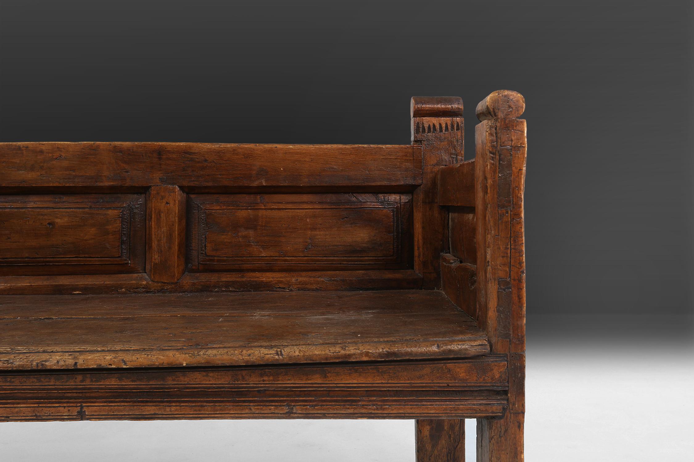 Early 19th Century Rustic wooden bench 19th century