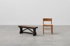 Rustic wooden bench in Wabi Sabi style, France 1900s