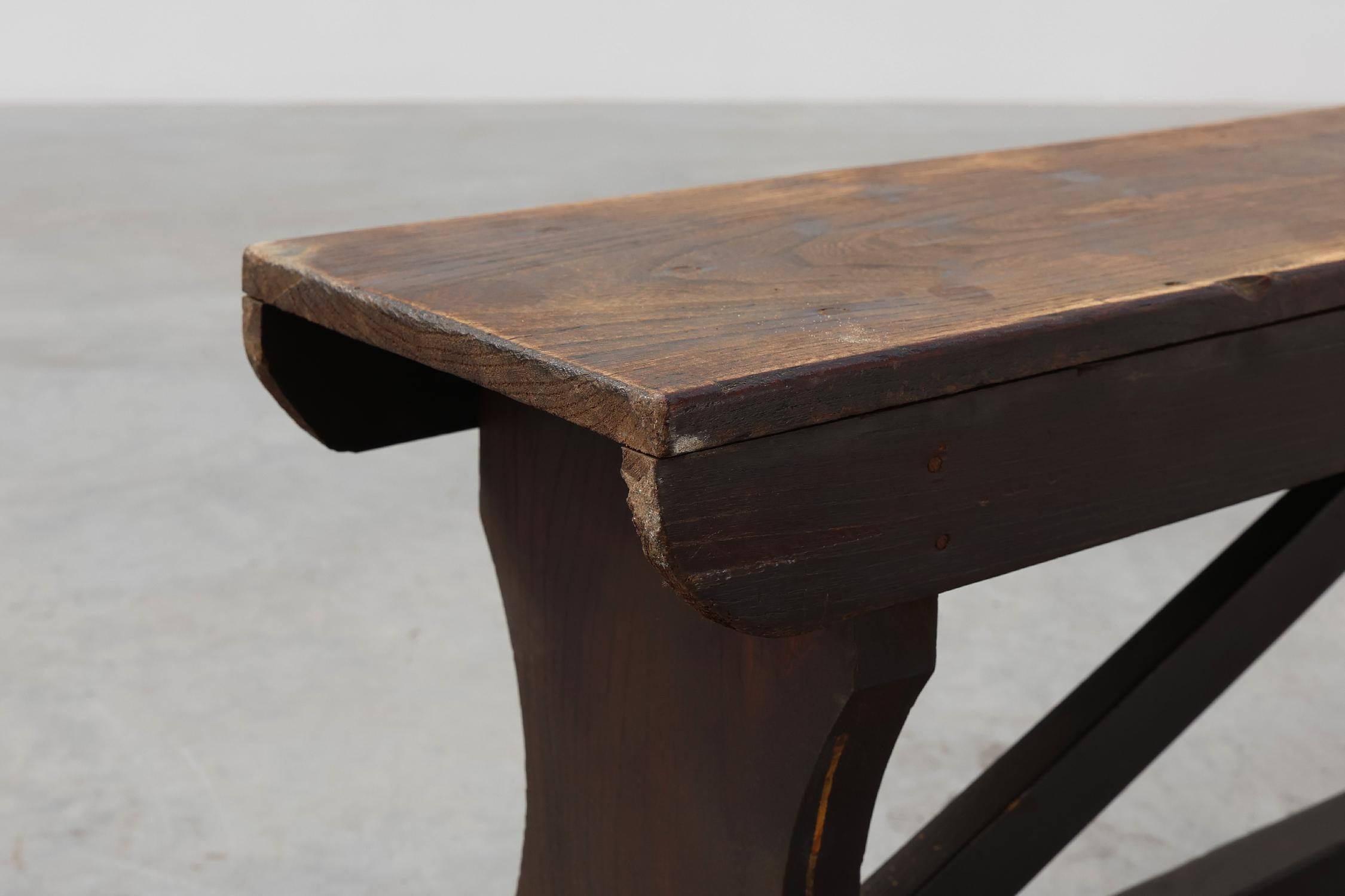 Bois Banc rustique en bois dans le style Wabi Sabi, France, années 1900 en vente