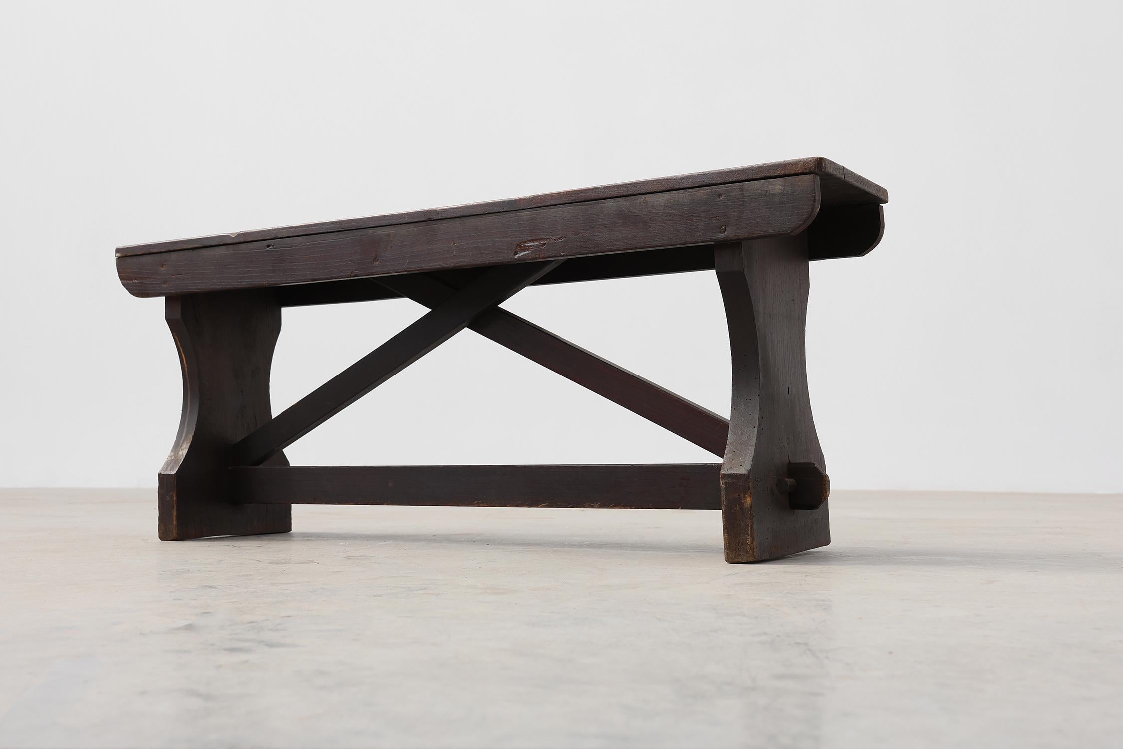 Banc rustique en bois dans le style Wabi Sabi, France, années 1900 en vente 2