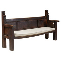 Rustic Wooden Bench, Monoxylite, Wabi-Sabi, 19th Century