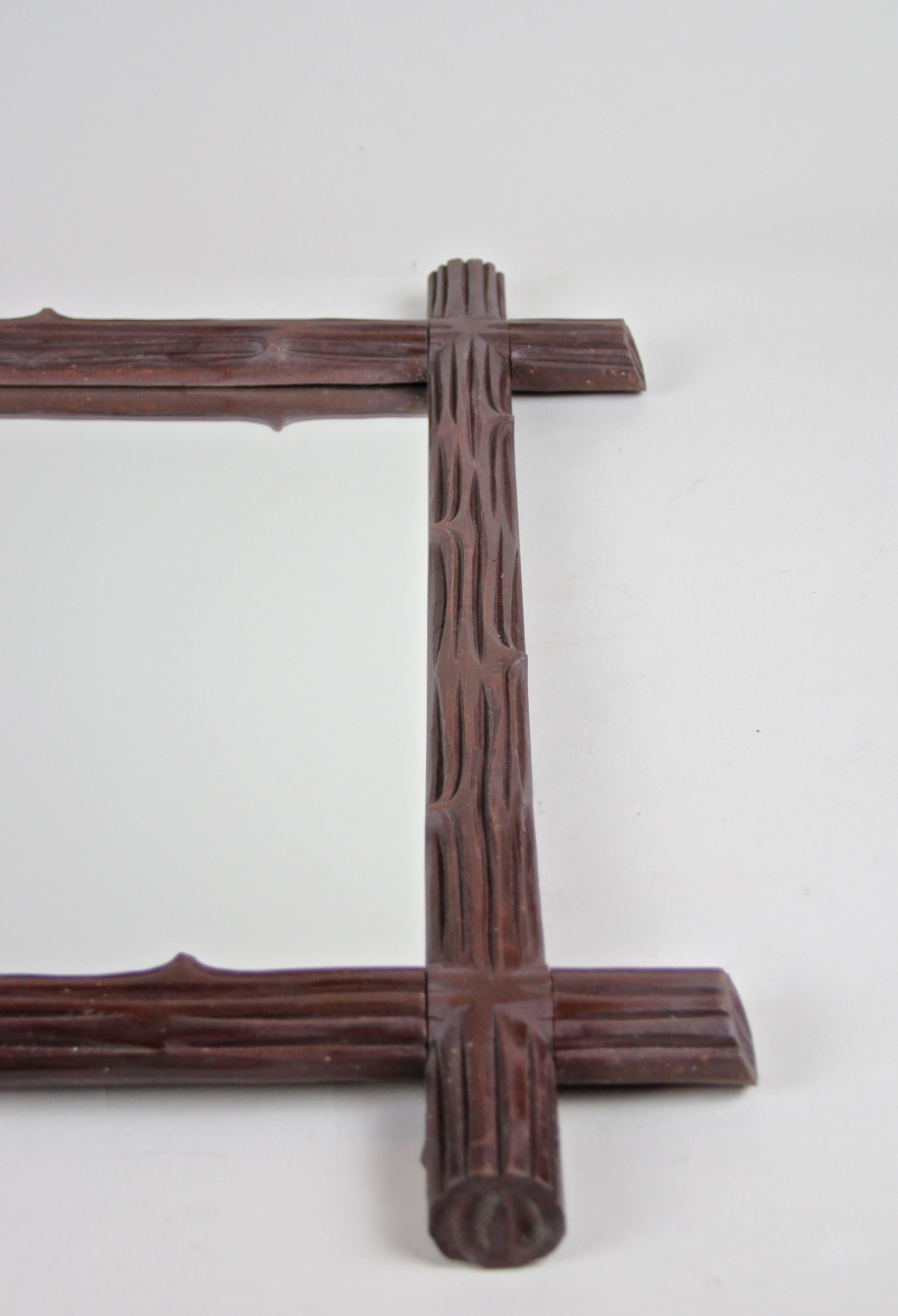 Rustic Wooden Black Forest Wall Mirror, Austria, circa 1900 For Sale 4