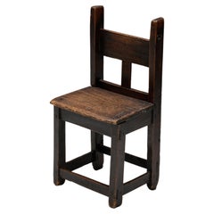 Rustic Wooden Chair, France, 19th Century