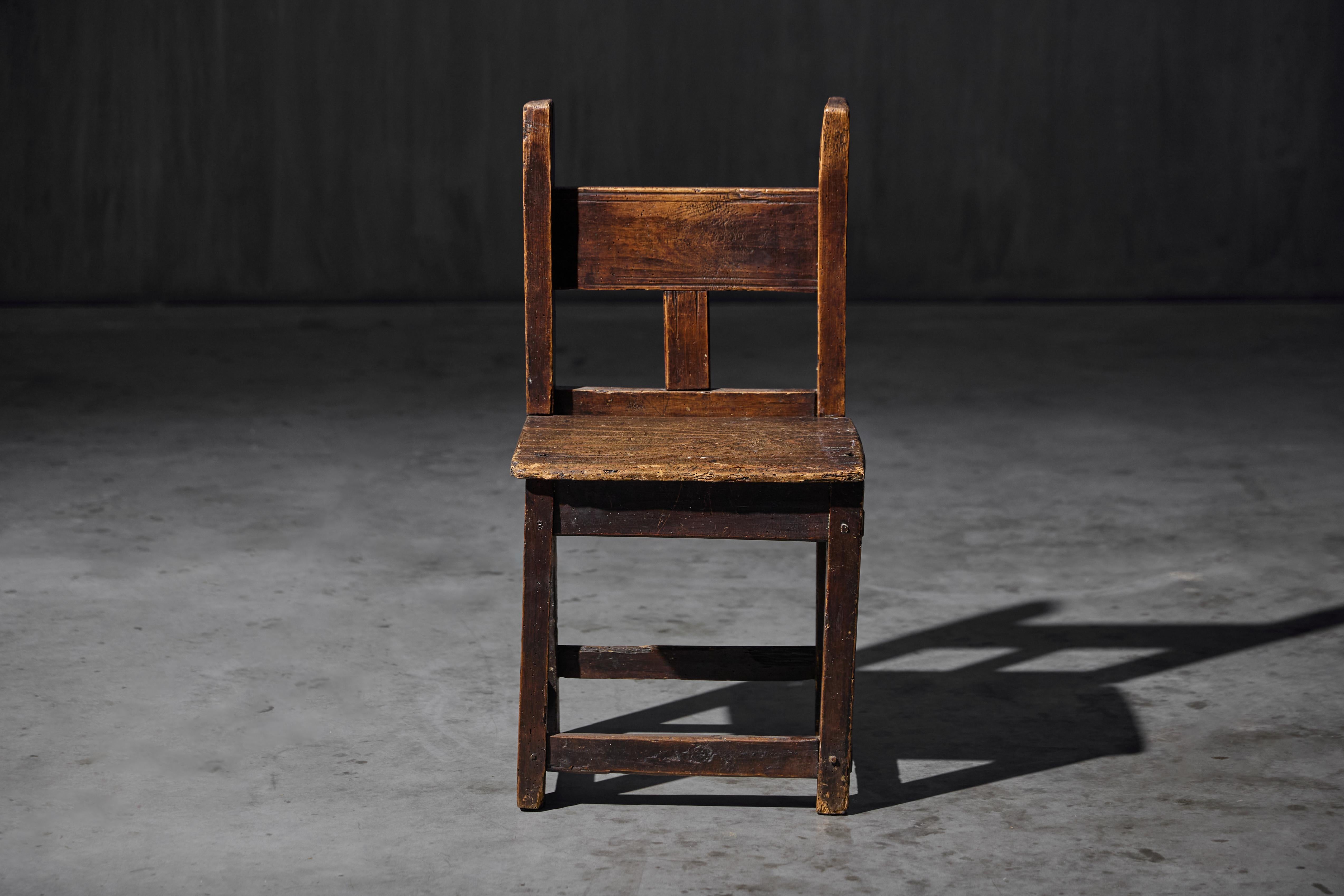 Rustic Wooden Child's Chair, France, Early 20th Century For Sale 6