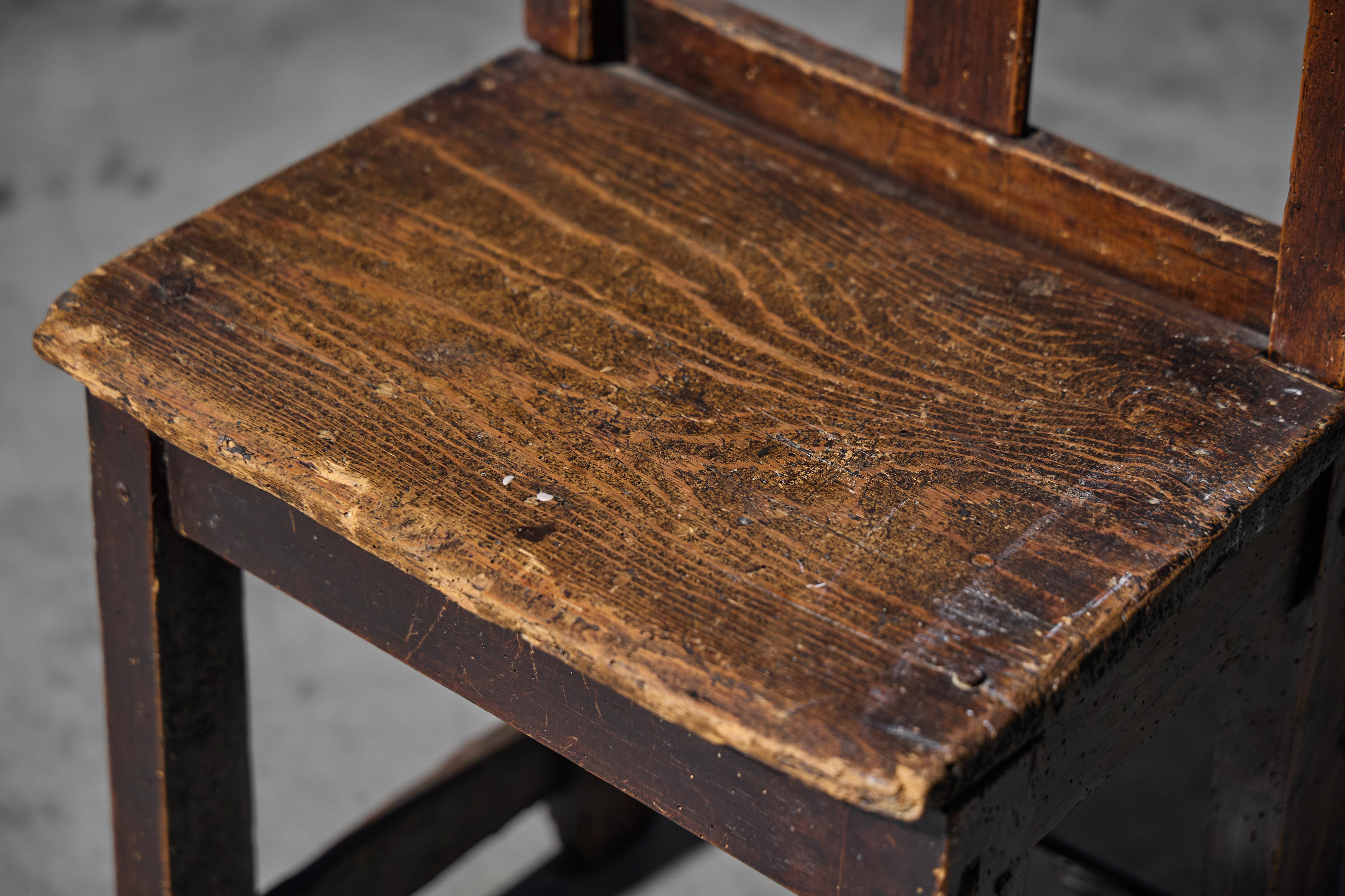 French Rustic Wooden Child's Chair, France, Early 20th Century For Sale