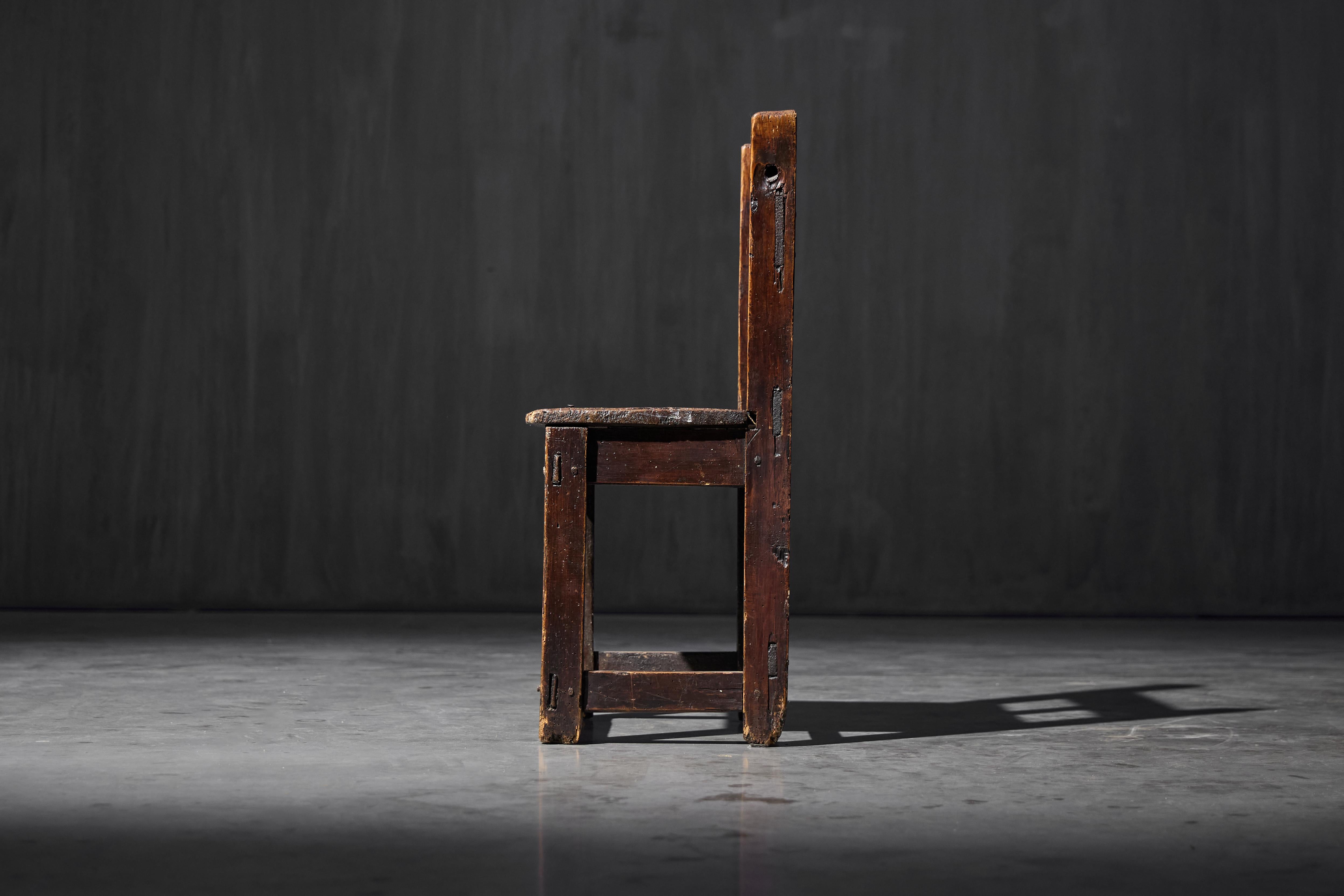 Rustic Wooden Child's Chair, France, Early 20th Century For Sale 3