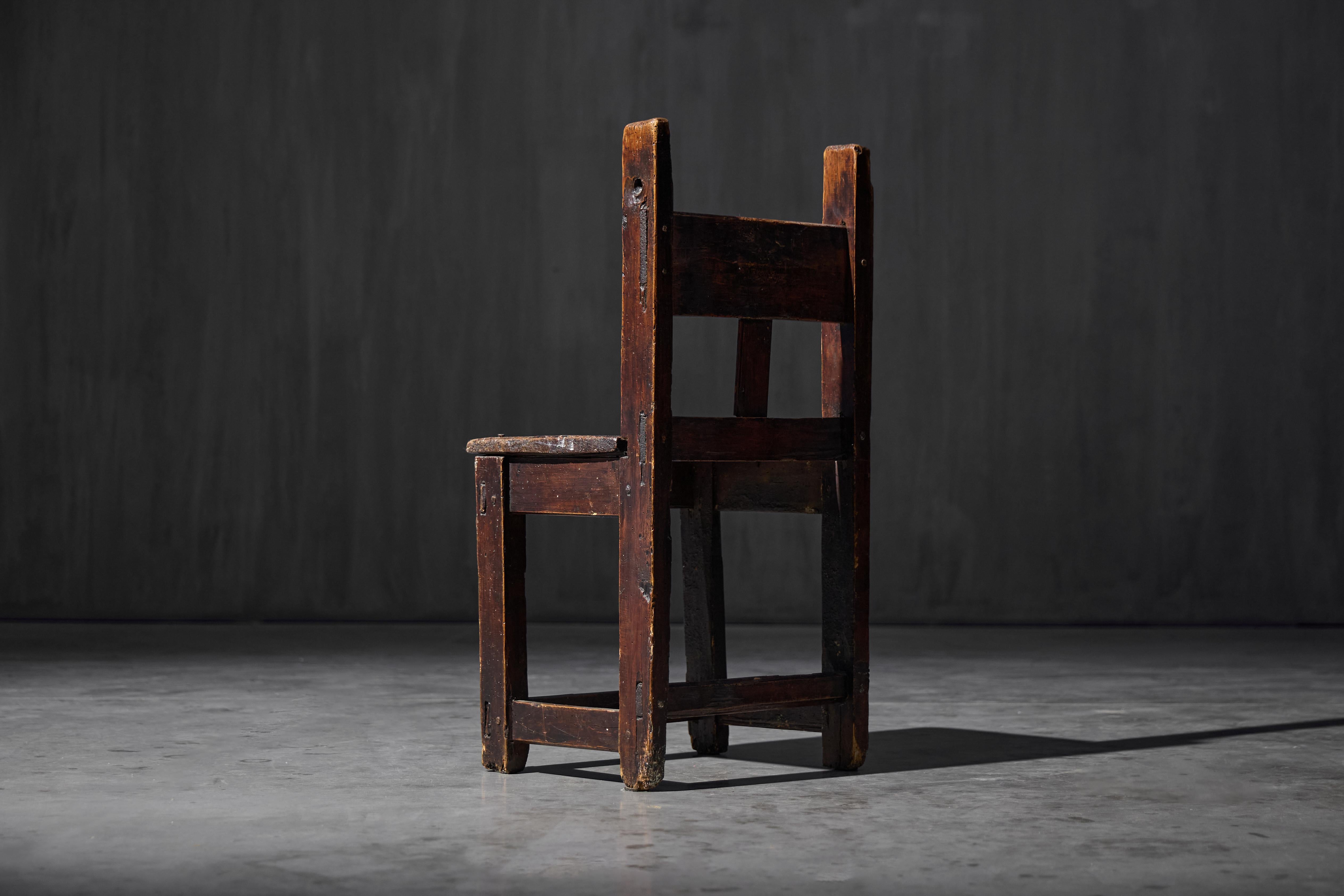Rustic Wooden Child's Chair, France, Early 20th Century For Sale 5