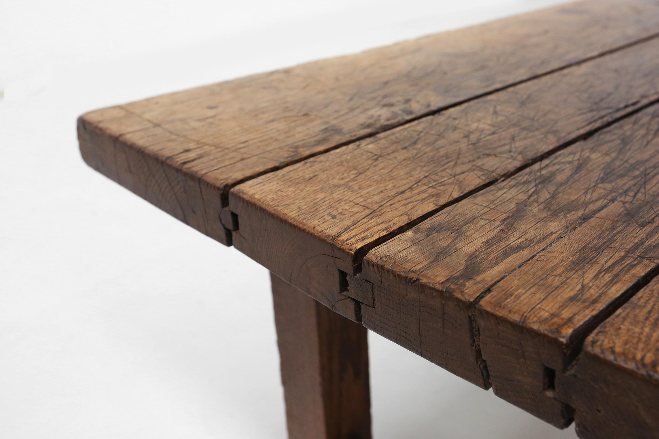 Rustic wooden coffee table 1890 For Sale 4