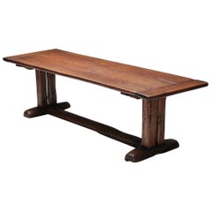 Rustic Wooden Dining Table, Patina, Craftsmanship, Wabi-Sabi, France, 1940's