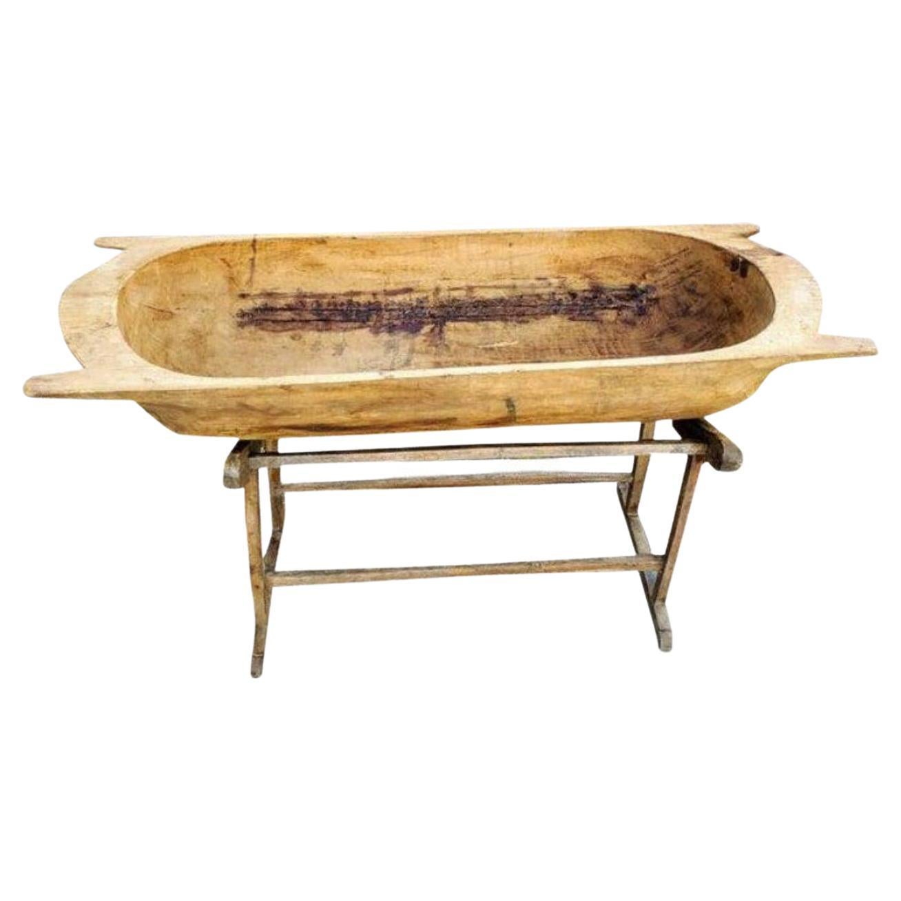 Rustic Wooden Dough Trough on Stand
