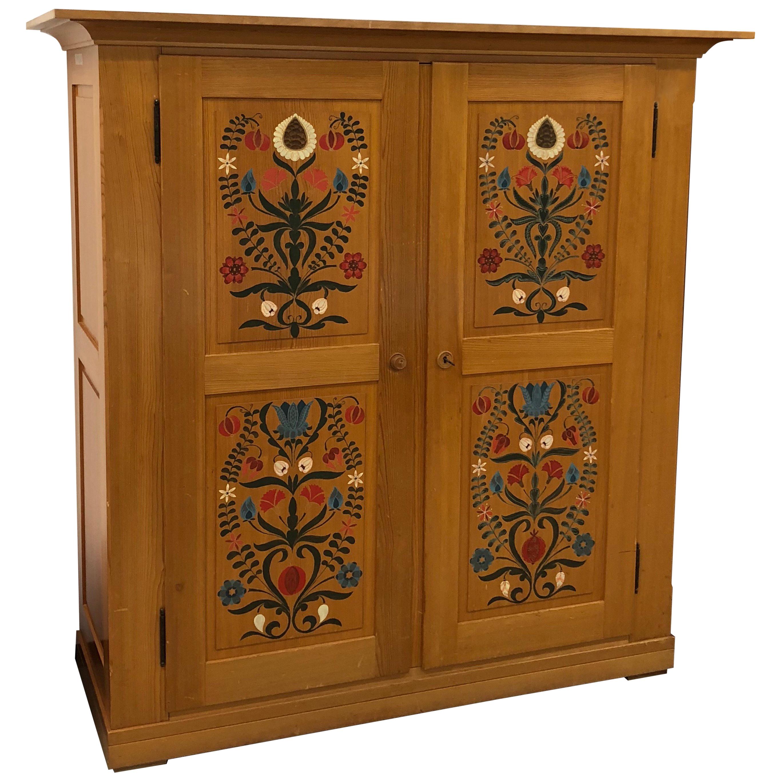 Rustic Wooden Hand Painted Wardrobe Armoire