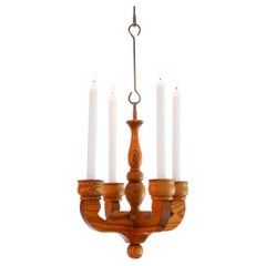 Chandelier rustique à pendentifs en bois Porte-bougies pour Smålandsslöjd Suède