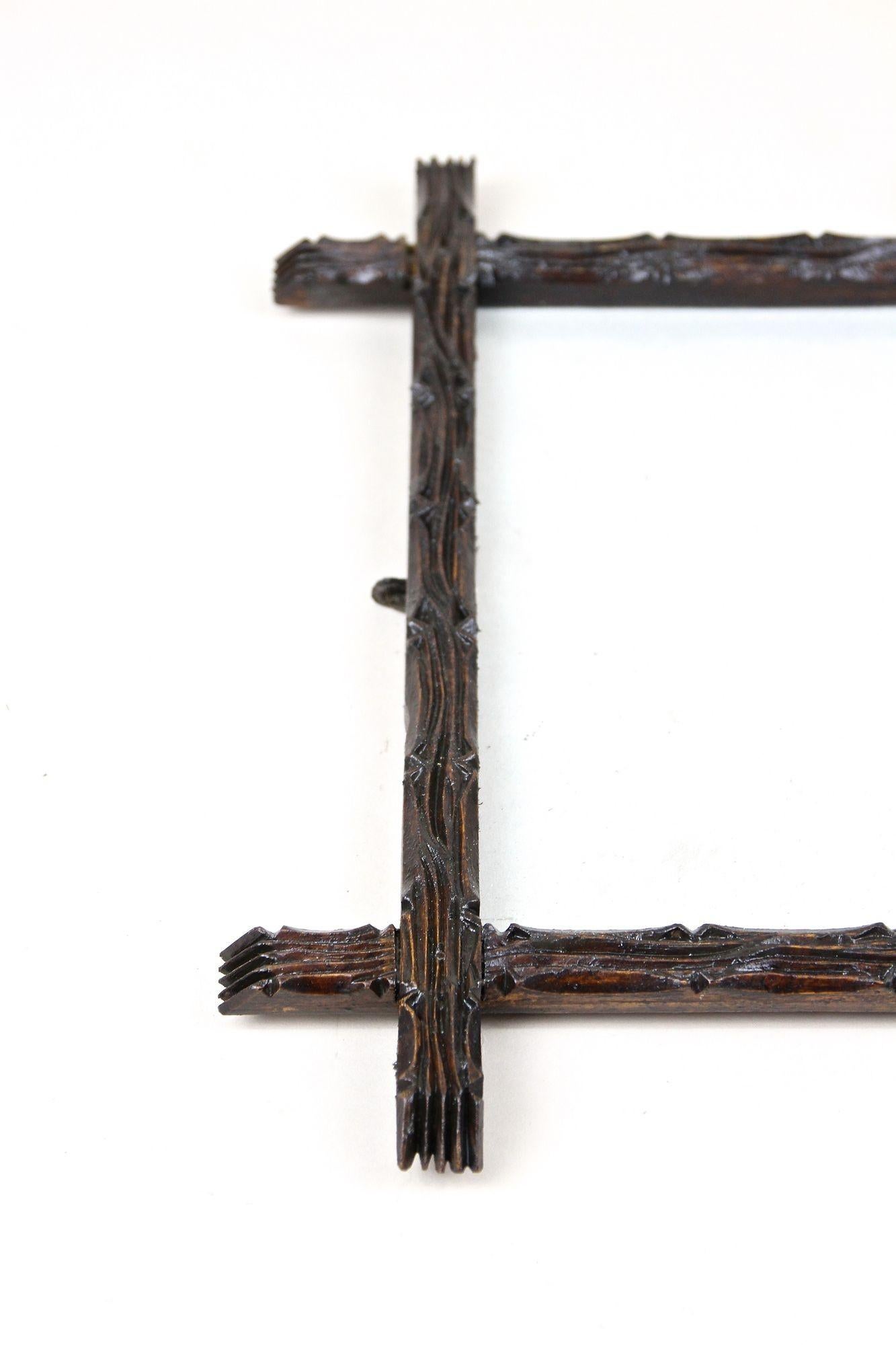 Rustic Wooden Photo Frame, Black Forest Style - Handcarved, Austria circa 1860 3