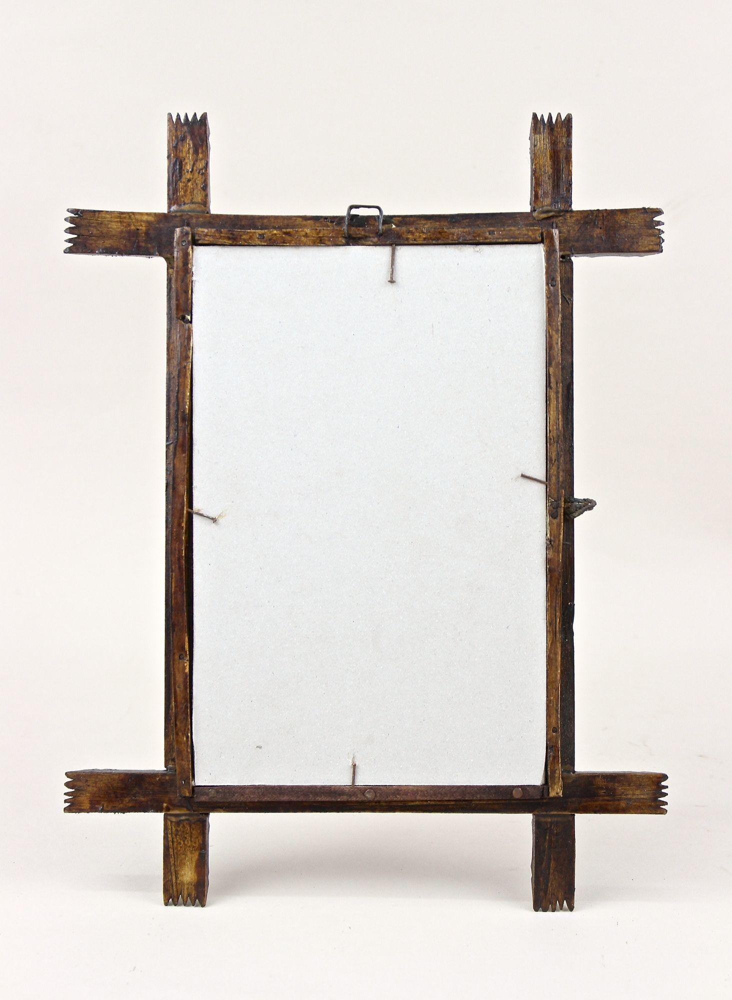 Rustic Wooden Photo Frame, Black Forest Style - Handcarved, Austria circa 1860 6