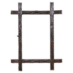 Antique Rustic Wooden Photo Frame, Black Forest Style - Handcarved, Austria circa 1860