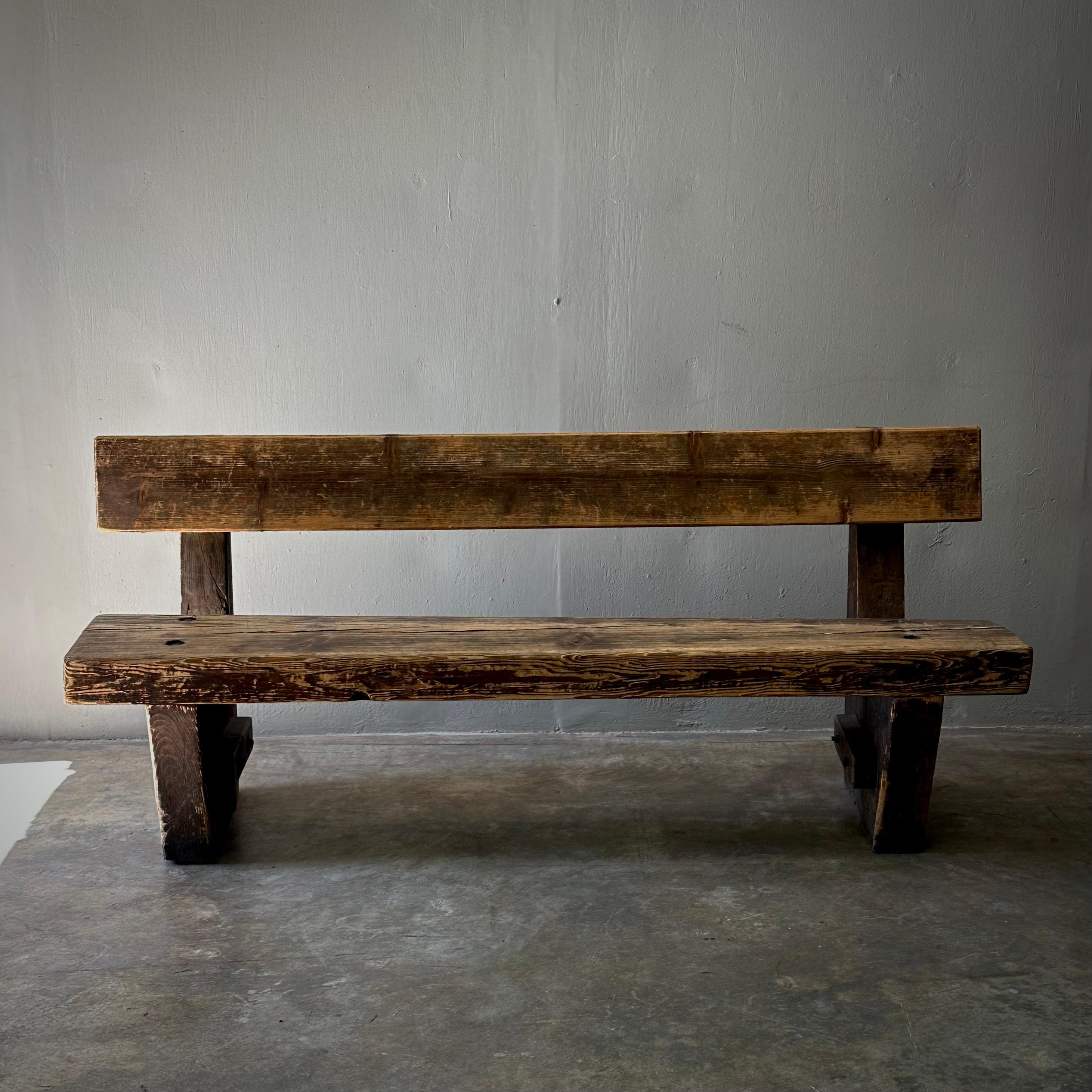 Dutch Rustic Wooden Pub Bench For Sale