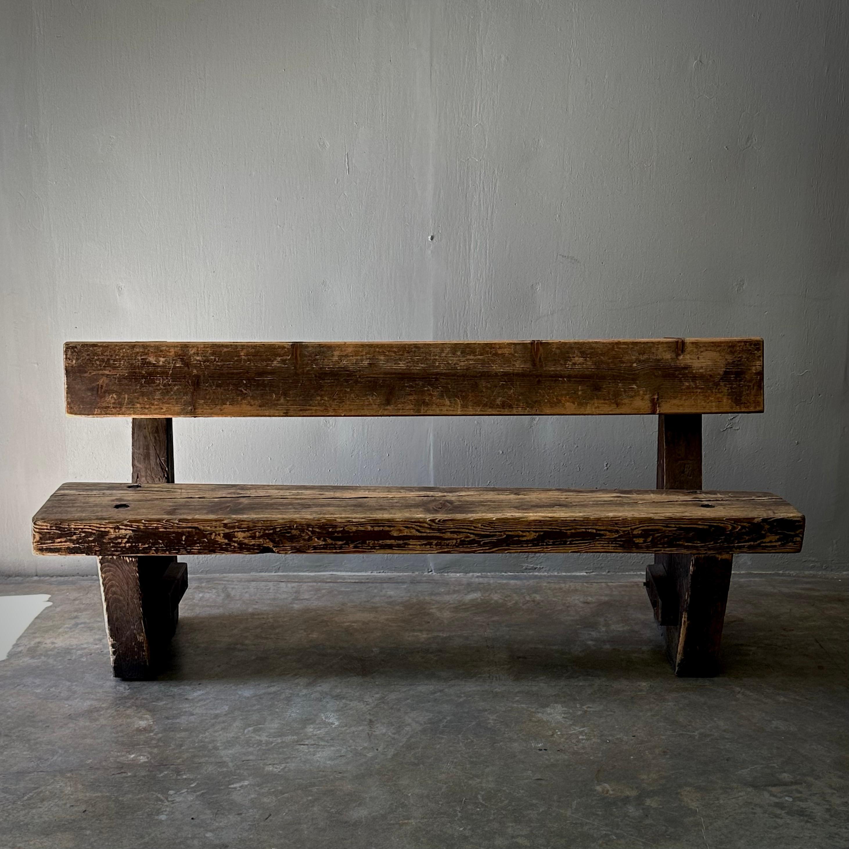 Rustic Wooden Pub Bench For Sale 1