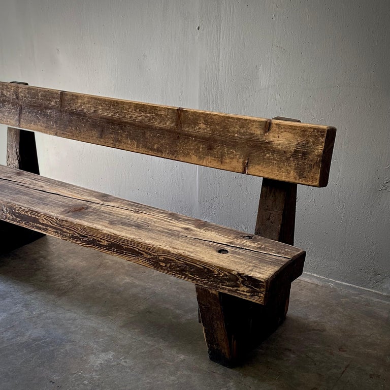 Rustic Wooden Pub Bench For Sale at 1stDibs