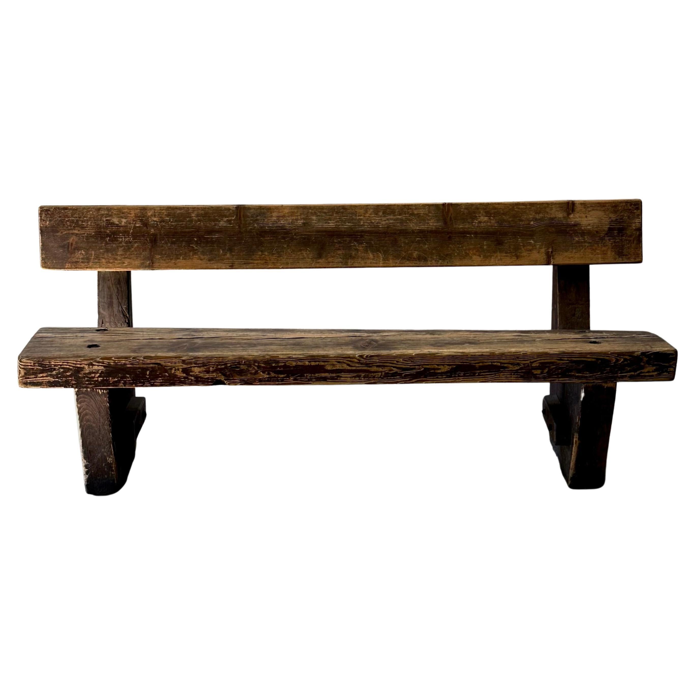 Rustic Wooden Pub Bench For Sale