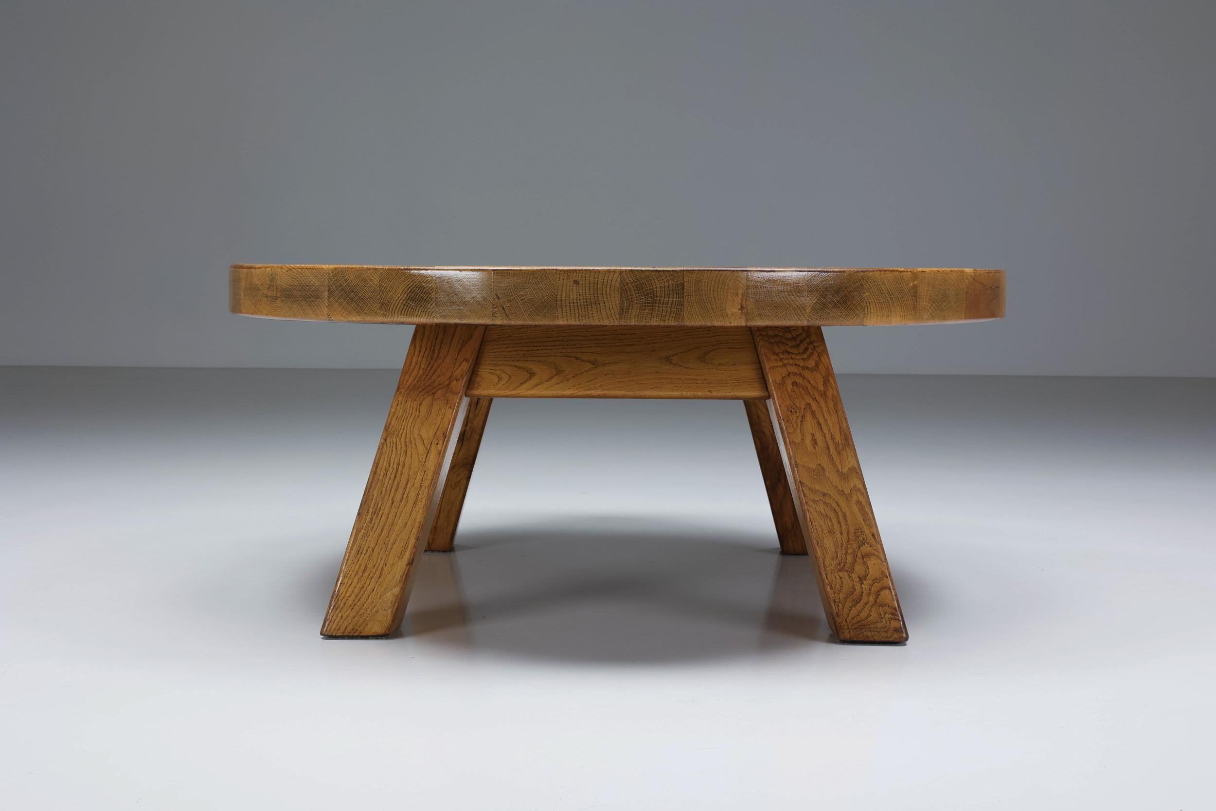 rustic oak round coffee table