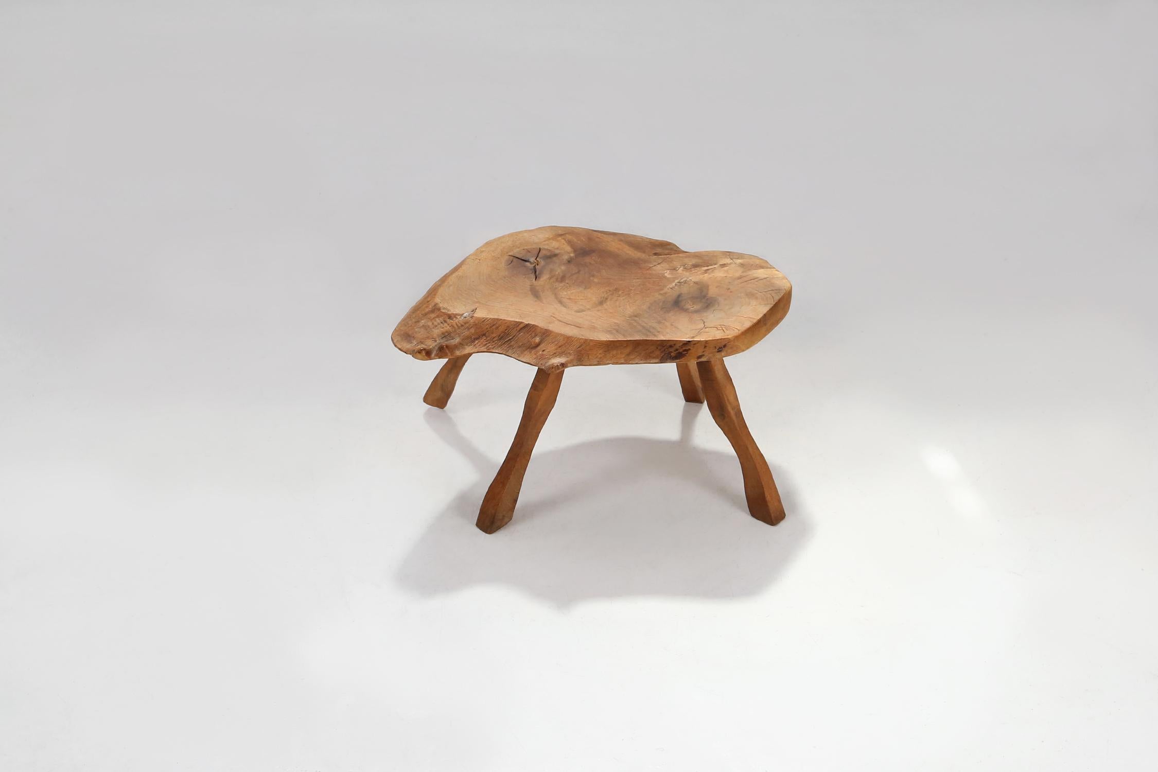 Belgian Rustic Wooden Side Table, 1900