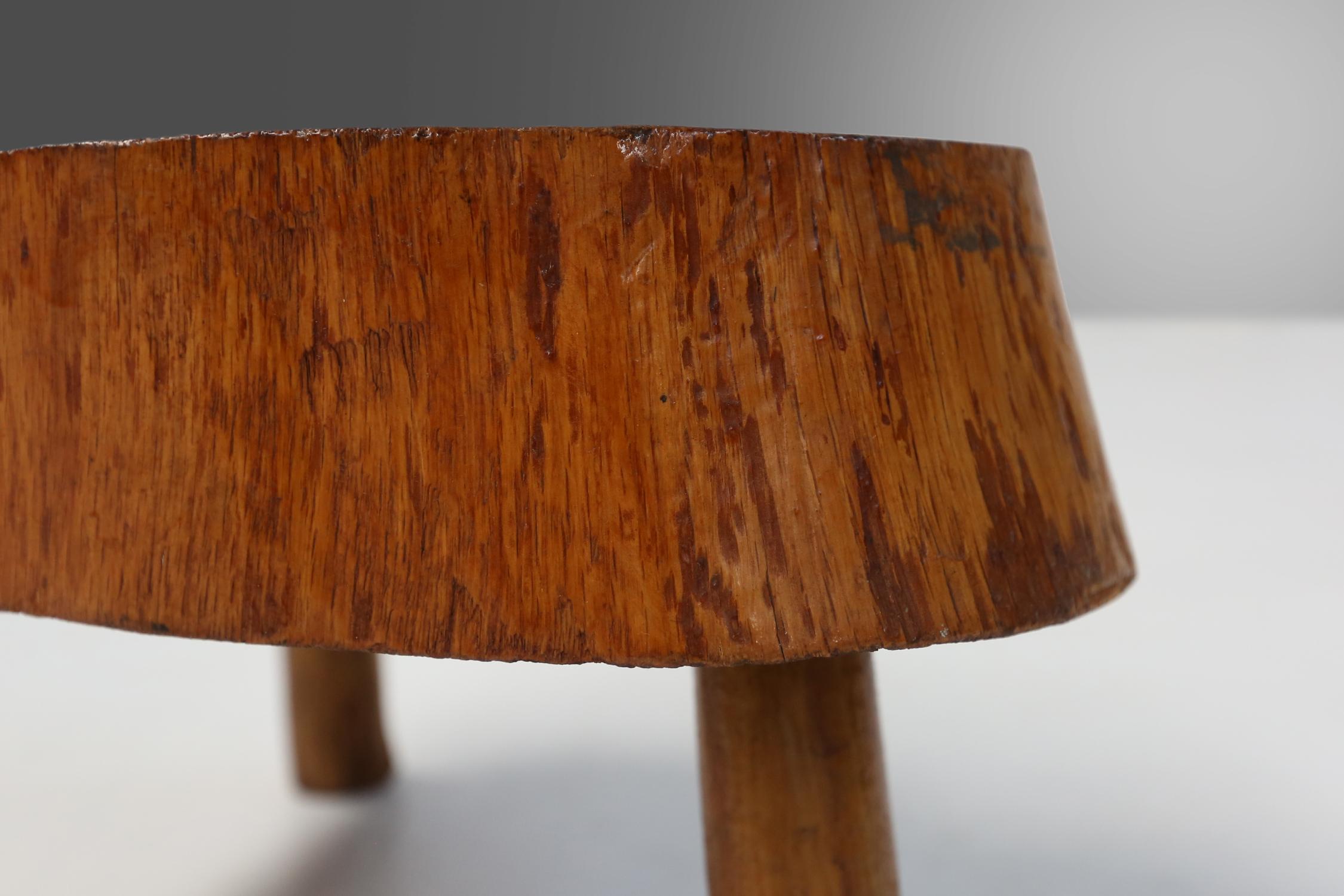 Early 20th Century Rustic Wooden Side Table For Sale