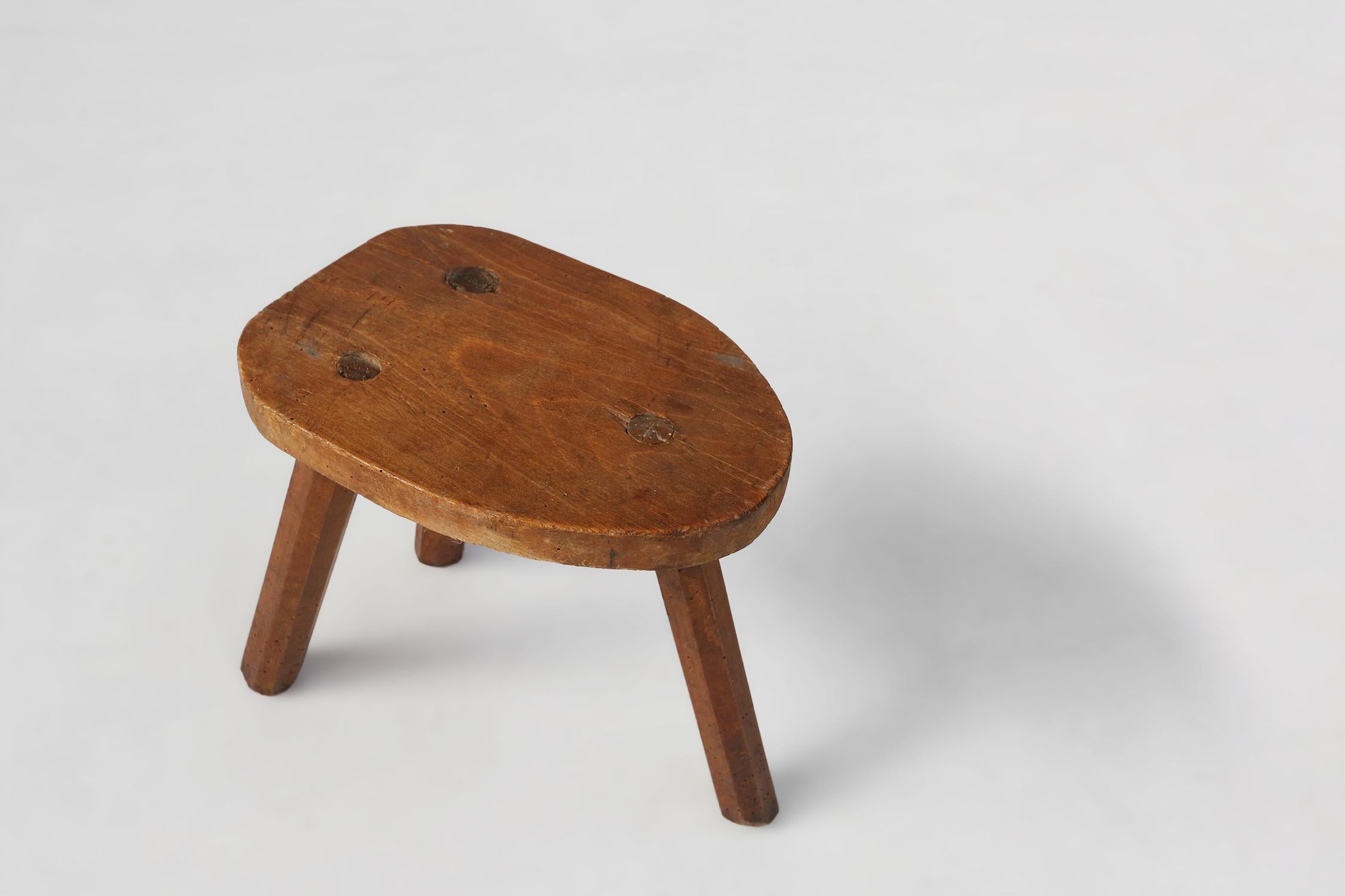 Rustic Wooden Stool, 1920s For Sale 6
