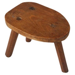 Used Rustic Wooden Stool, 1920s