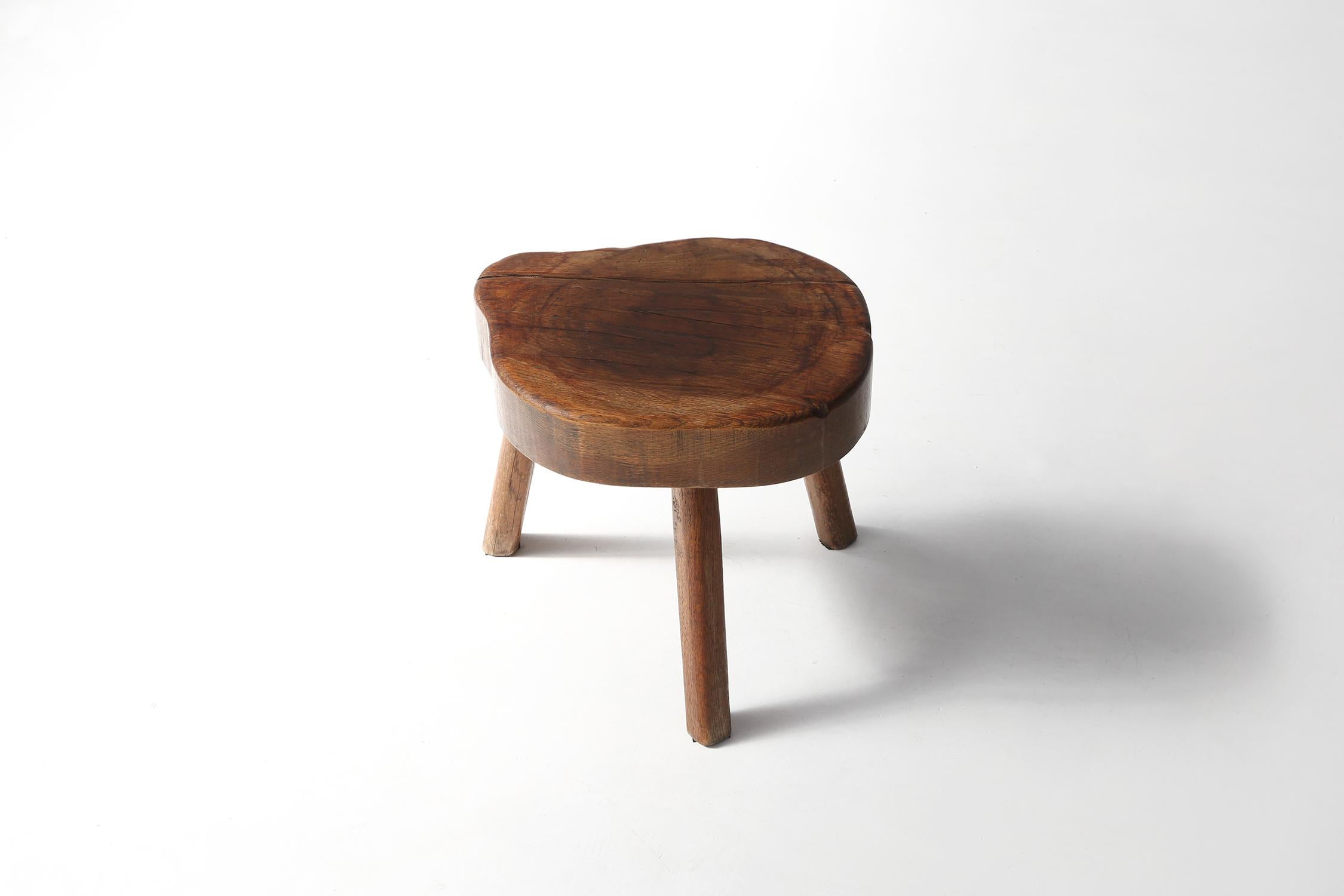 Rustic Wooden Stool, 1930s For Sale 6