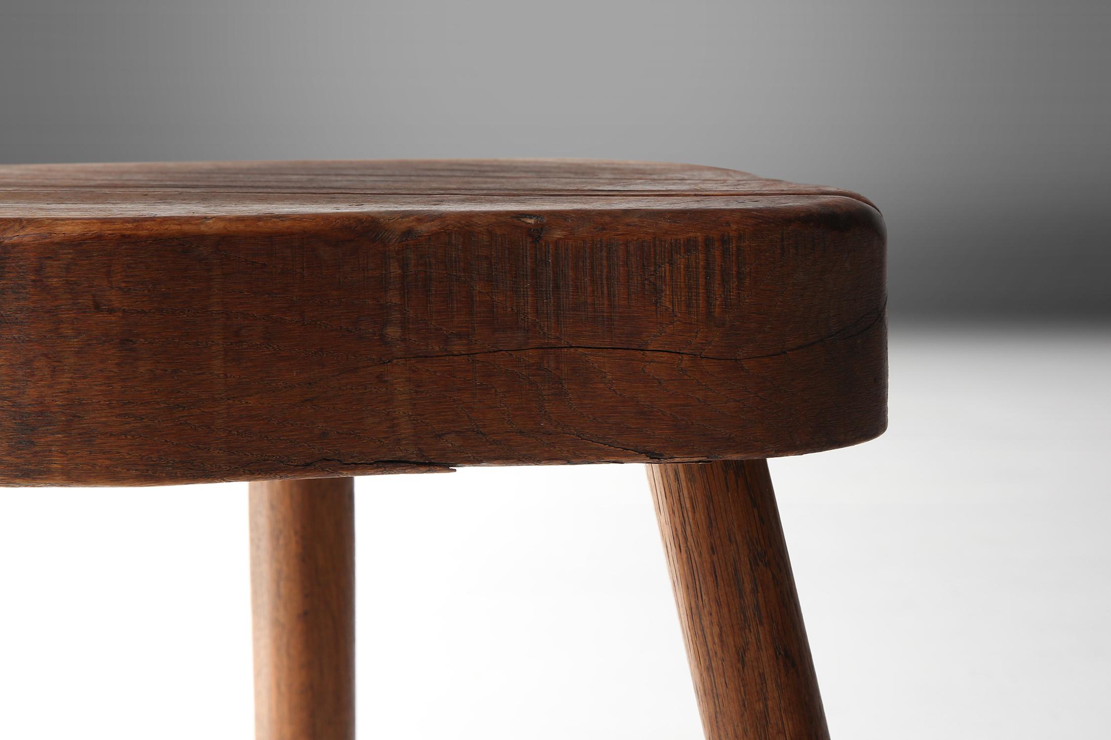 Rustic Wooden Stool, 1930s For Sale 2