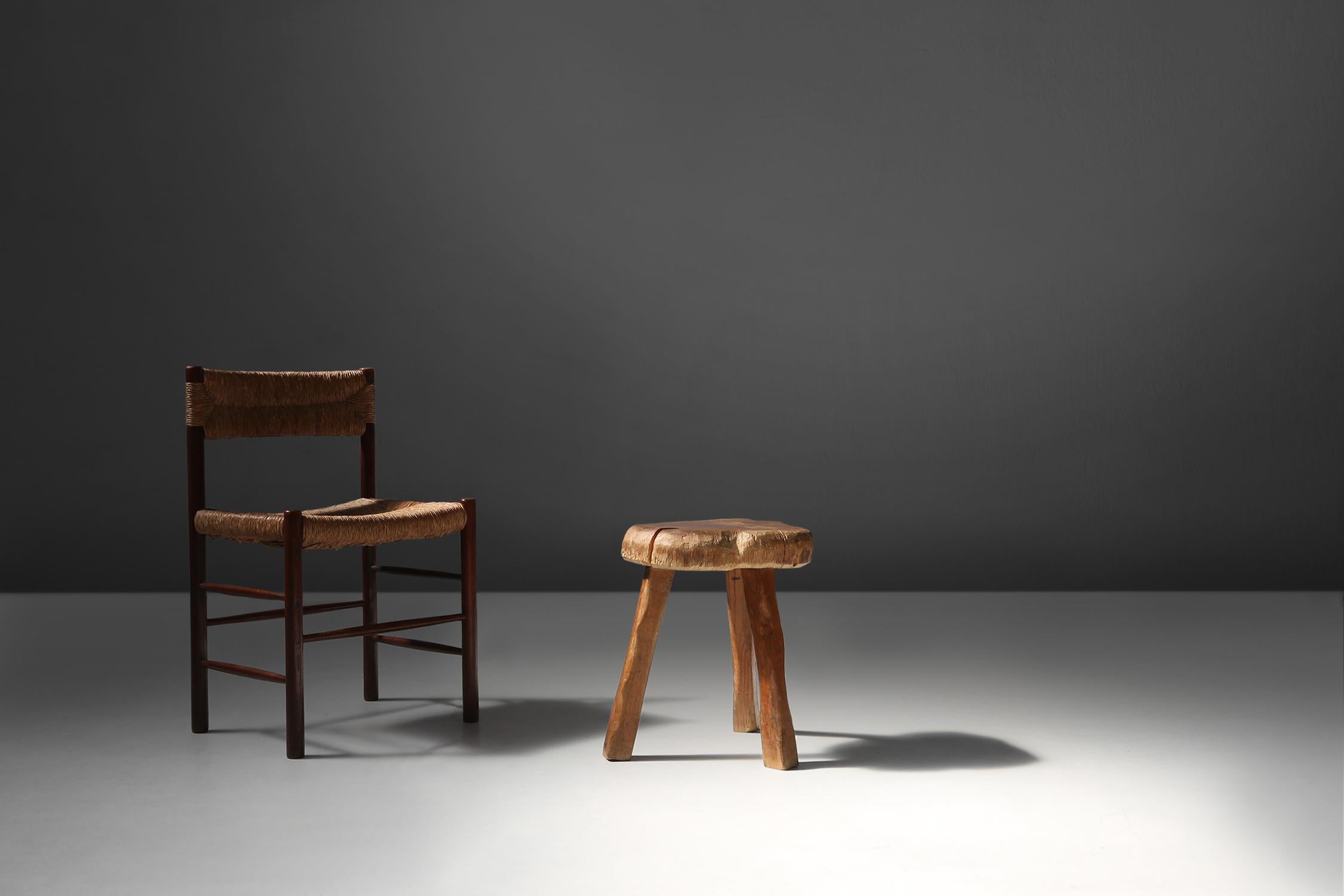 Rustic wooden stool 19th century 4