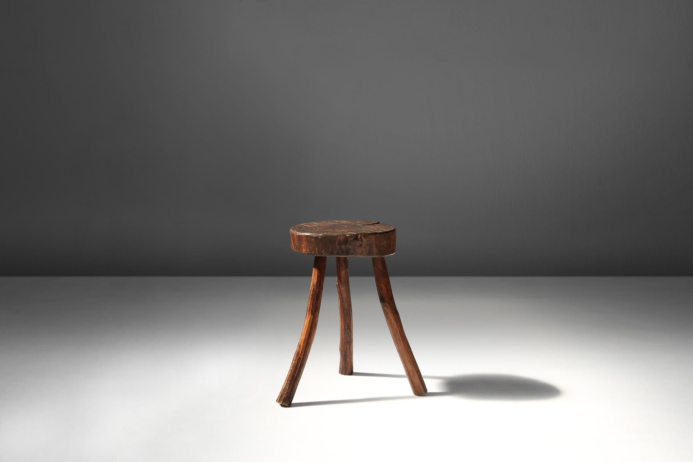 Rustic Wooden Stool, 19th Century For Sale 6