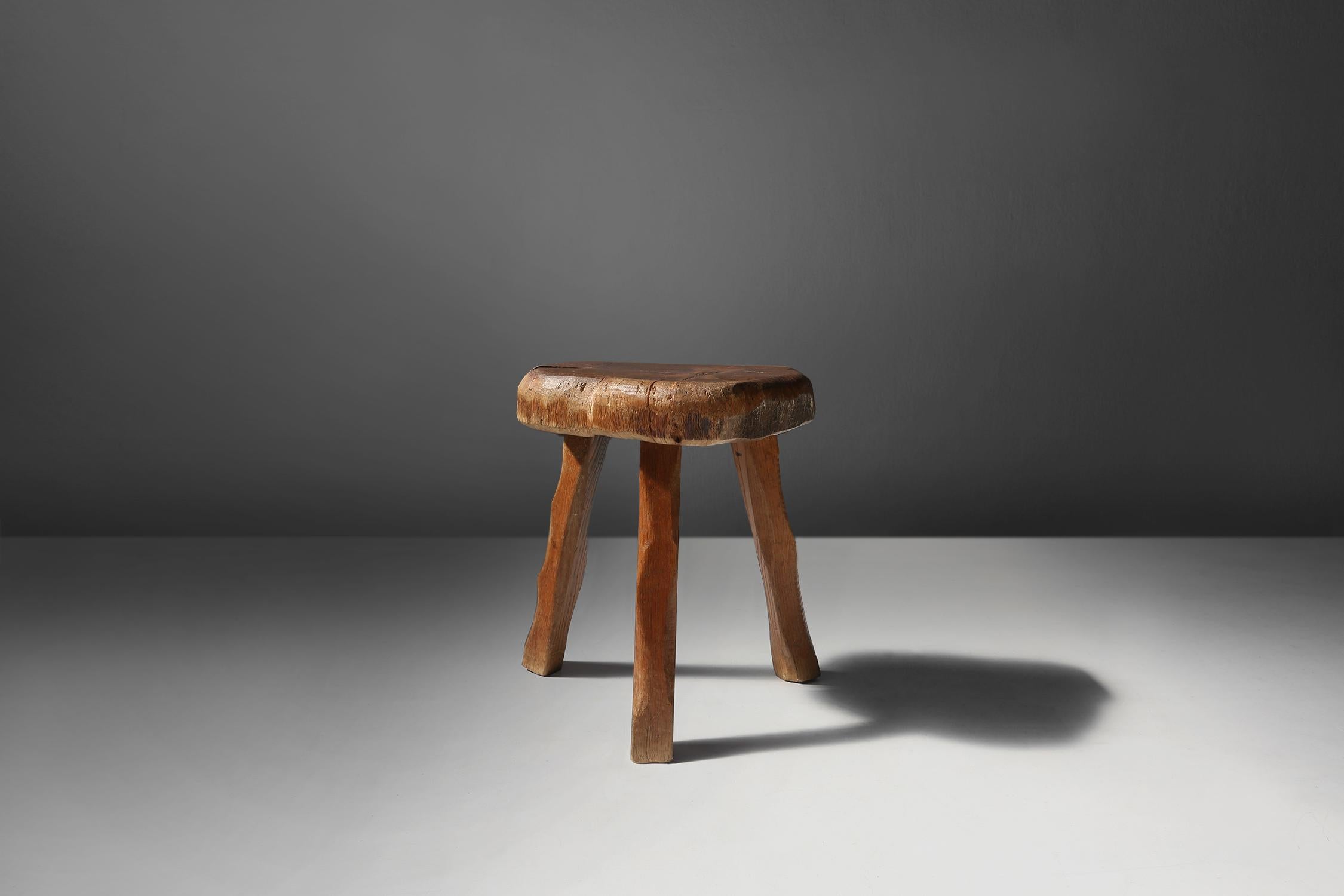Rustic wooden stool 19th century 5