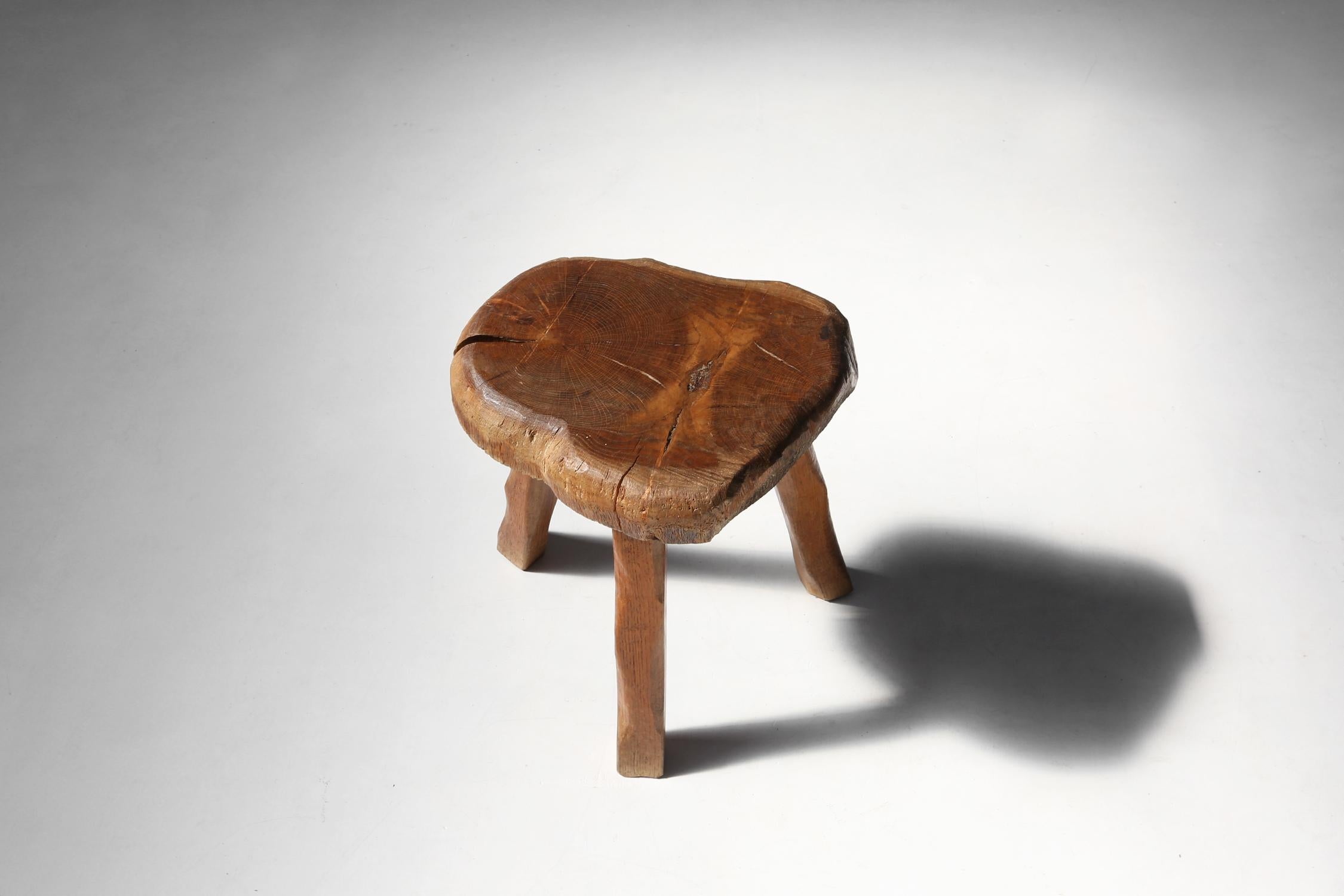 This 19th century wooden stool made from a tree trunk is a unique and authentic piece of furniture that adds a rustic atmosphere to any room.

The wood has a brown color that gives the stool a beautiful patina on the wood.