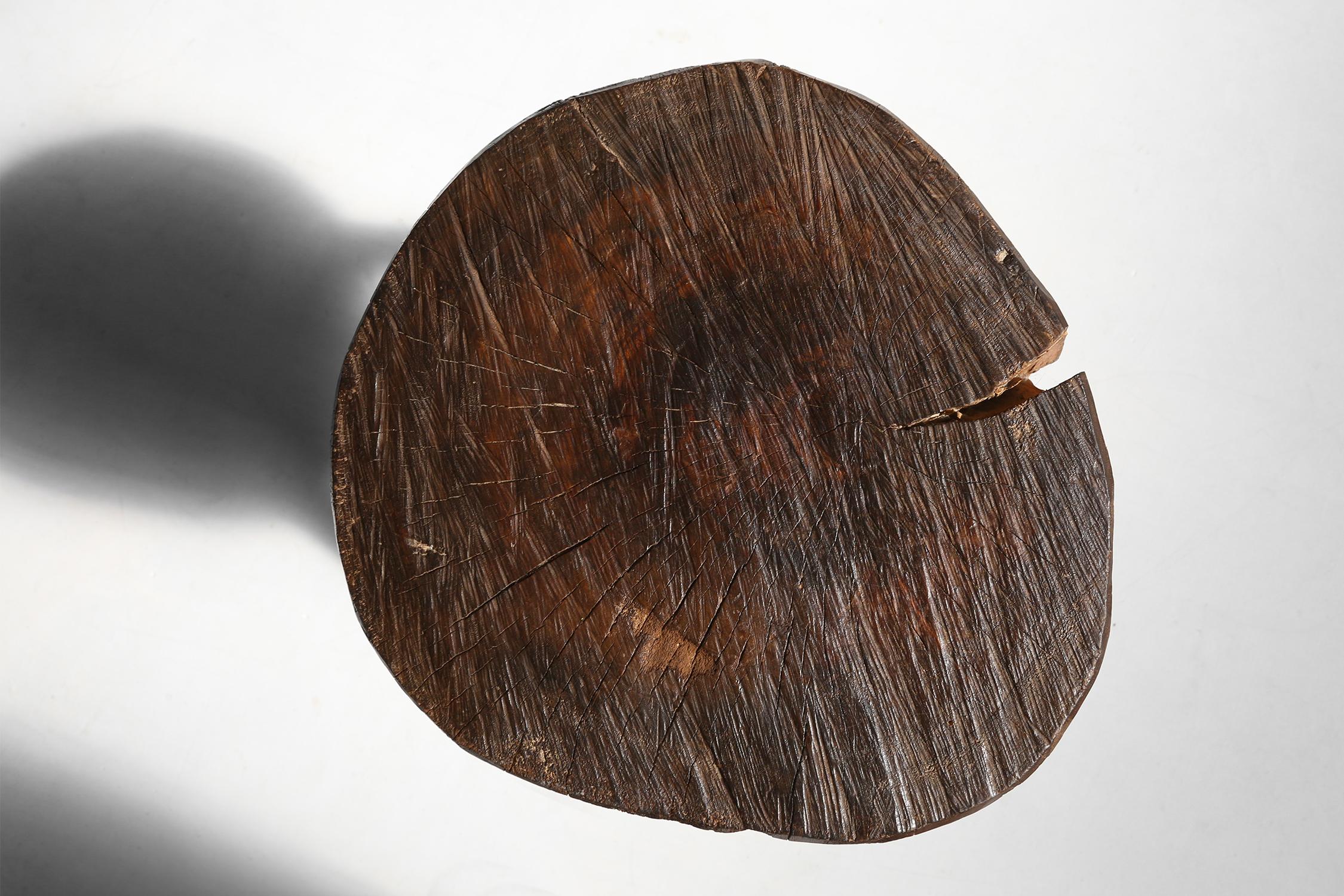 Rustic Wooden Stool, 19th Century In Good Condition For Sale In Meulebeke, BE