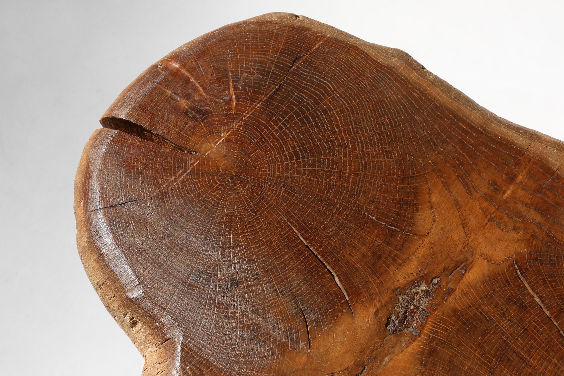 Rustic wooden stool 19th century For Sale 1