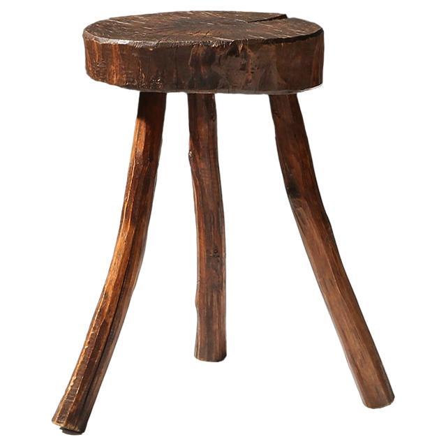 Rustic Wooden Stool, 19th Century For Sale
